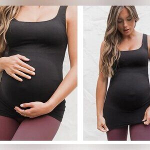 BLANQI Everyday Maternity Tank Top Womens Medium Black Support Stretch Shirt